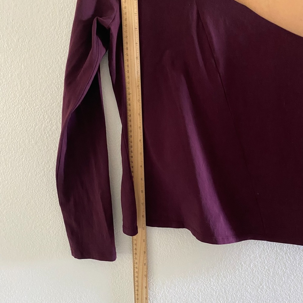 BOLD ELEMENTS Burgundy ‎ Cold Shoulder Jersey Long Sleeve Tee Sz L Cotton - Picture 8 of 9